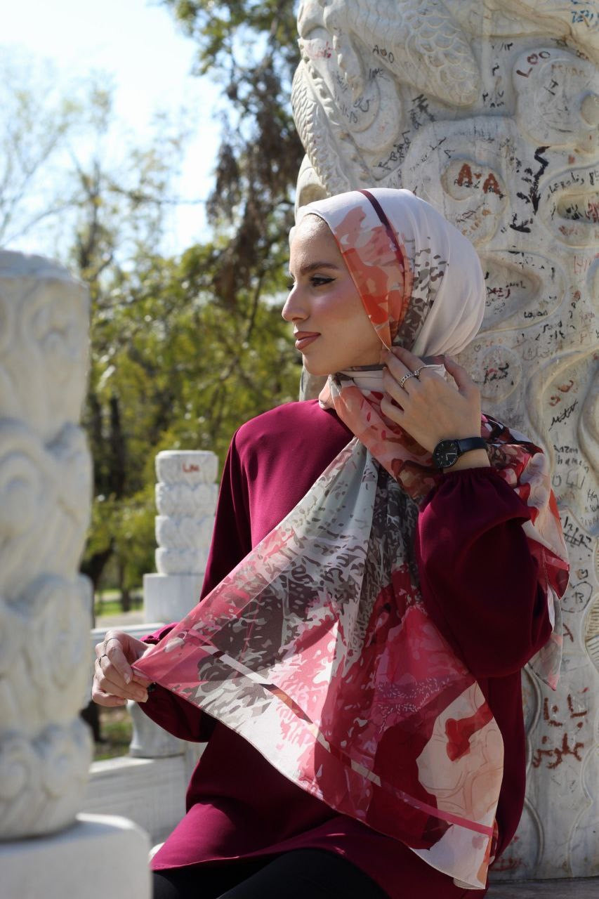 Maroon Ocean Elegant & Soft Modest Scarf for Women – Lightweight, All‑Day Comfort - حجاب أنيق – شال ناعم ومريح للنساء – خفيف - للاستخدام اليوم