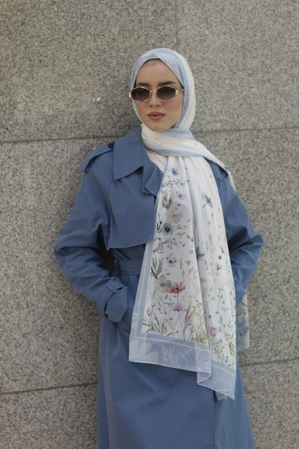 Blue Love Bird – Elegant, Soft, Comfortable, Easy-to-Wear Daily Scarf Hijab-حجاب شال أنيق ناعم مريح سهل لبسه يومياً