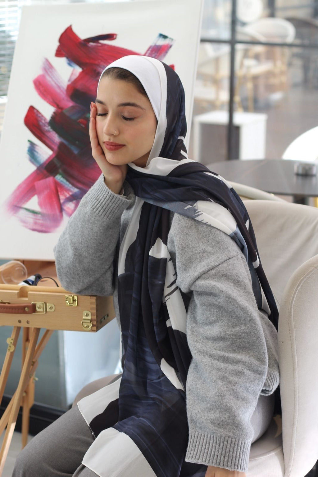Ink– Soft, Elegant, and Comfortable Daily Scarf Hijab for Effortless Style-حجاب شال ناعم أنيق ومريح للبس اليومي بسهولة وأناقة