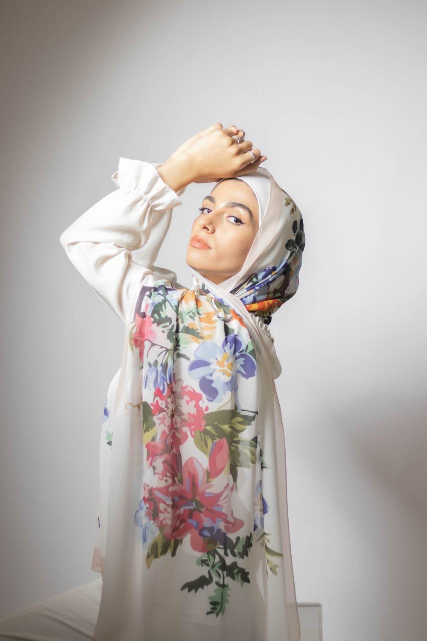 Love Garden – Soft and Airy Scarf Hijab for a Gentle and Elegant Daily Look | حجاب شال ناعم وخفيف لإطلالة يومية رقيقة وأنيقة