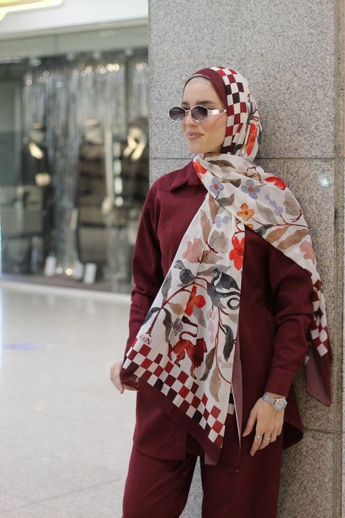 Checkmate -Elegant Hijab Scarf for Women – Soft, Lightweight & Stylish Everyday Wear-حجاب أنيق للنساء – شال ناعم وخفيف وأنيق للاستخدام اليومي