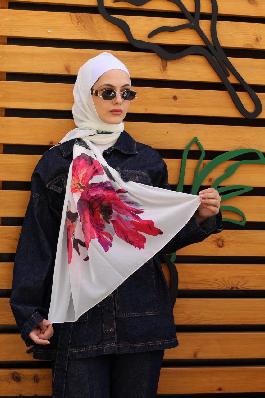 Flower Promise – Soft and Elegant Scarf Hijab for a Graceful Everyday Look | حجاب شال ناعم وأنيق لإطلالة يومية راقية