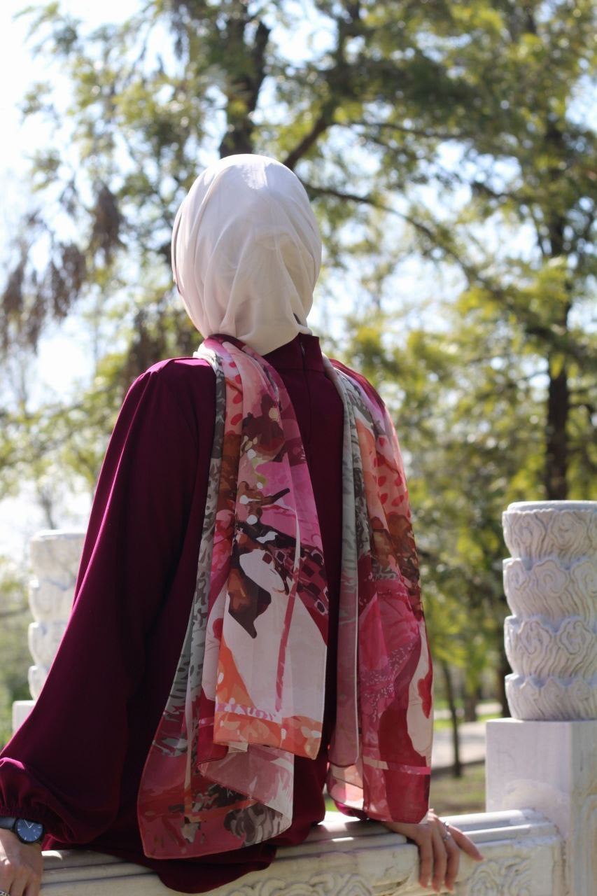 Maroon Ocean Elegant & Soft Modest Scarf for Women – Lightweight, All‑Day Comfort - حجاب أنيق – شال ناعم ومريح للنساء – خفيف - للاستخدام اليوم