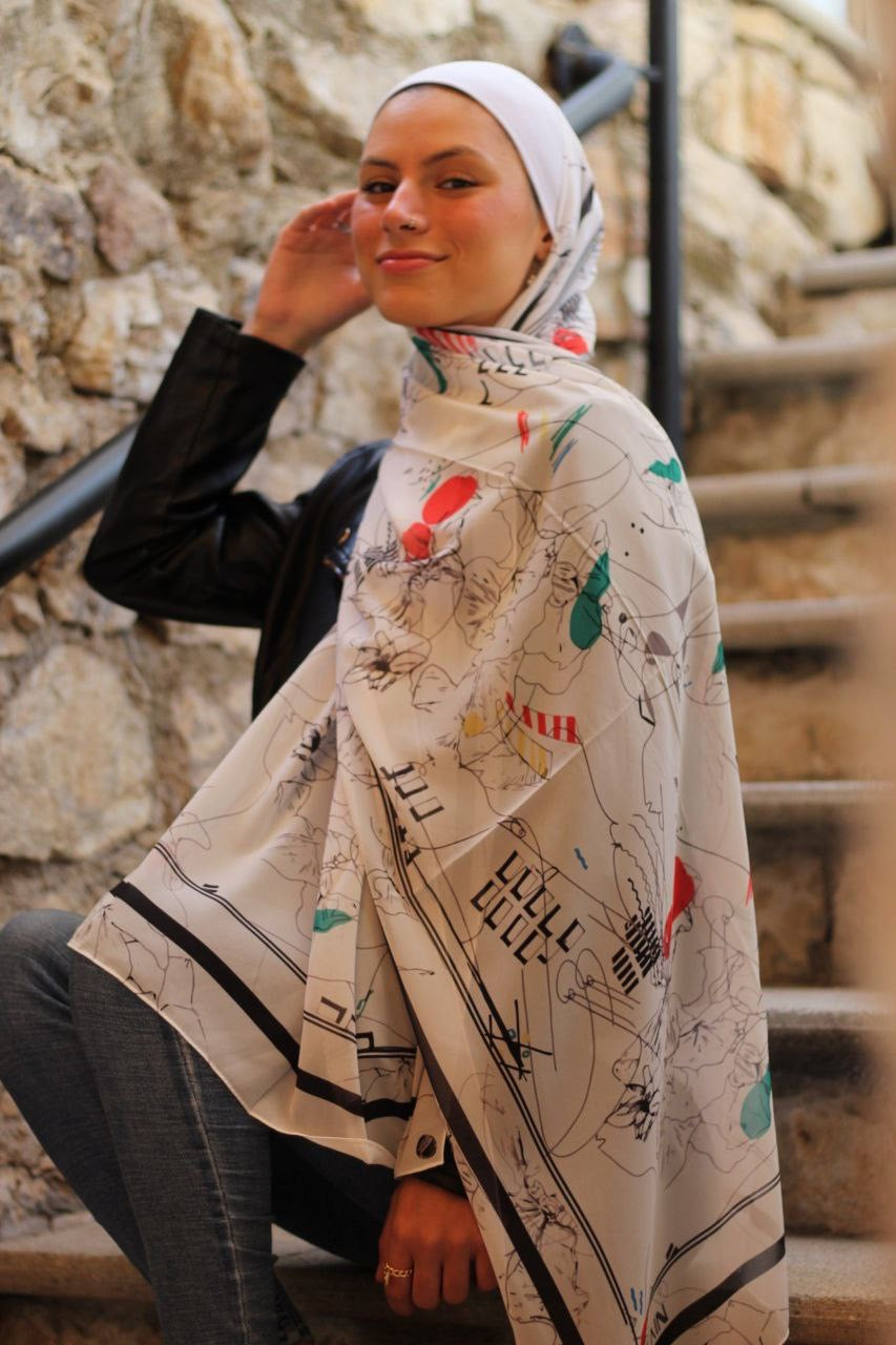 Prism Bloom – Soft and Flowing Scarf Hijab for a Calm and Elegant Everyday Look | حجاب شال ناعم ومتدفق لإطلالة يومية هادئة وأنيقة