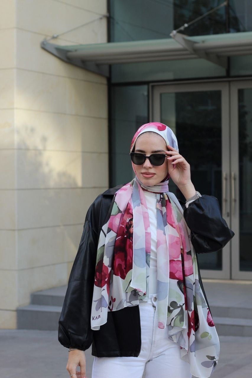 Winter Rose– Comfortable, Lightweight Scarf Hijab for Everyday Use-حجاب شال مريح وخفيف للبس اليومي