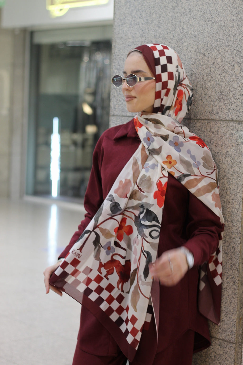 Checkmate -Elegant Hijab Scarf for Women – Soft, Lightweight & Stylish Everyday Wear-حجاب أنيق للنساء – شال ناعم وخفيف وأنيق للاستخدام اليومي