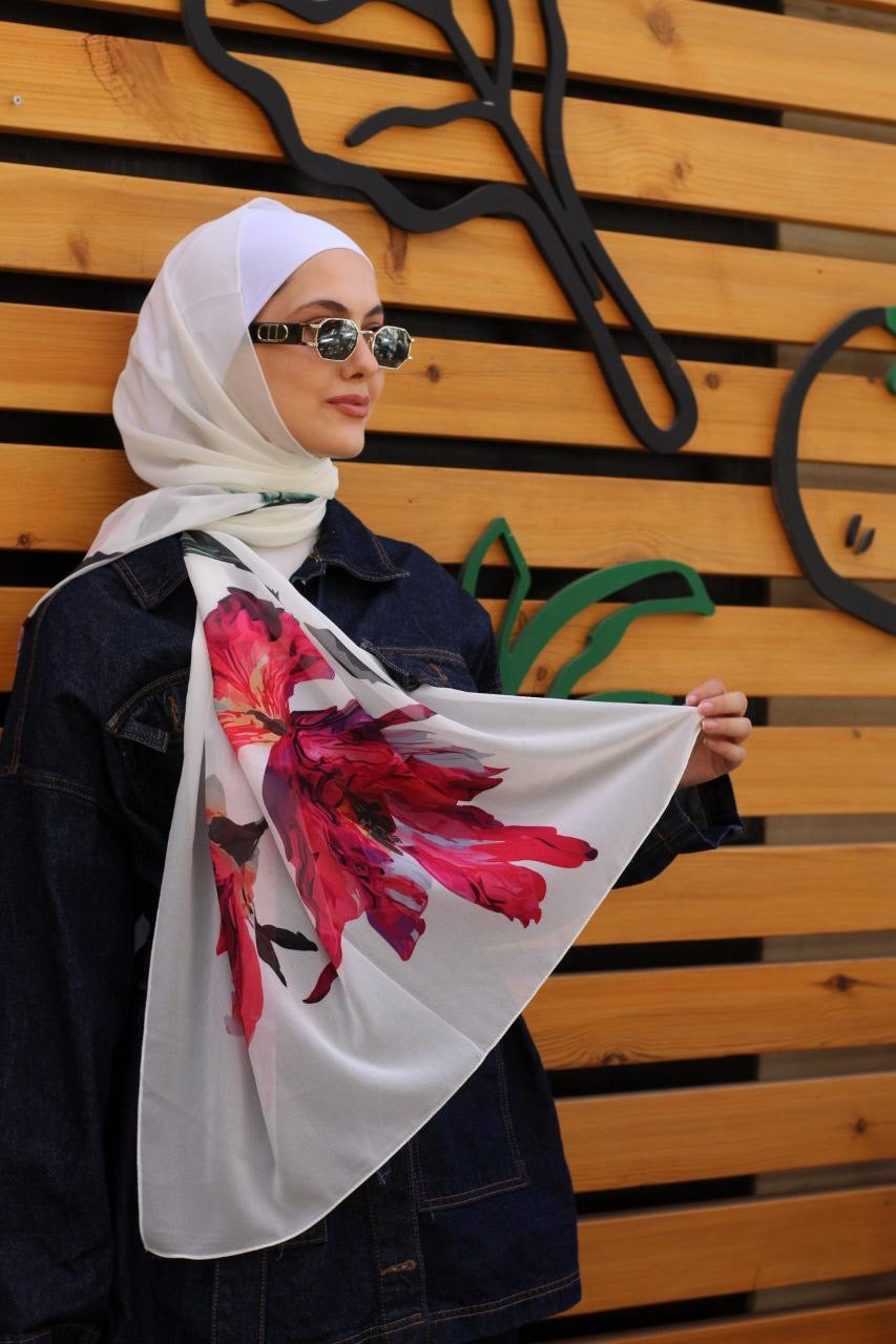Flower Promise – Soft and Elegant Scarf Hijab for a Graceful Everyday Look | حجاب شال ناعم وأنيق لإطلالة يومية راقية