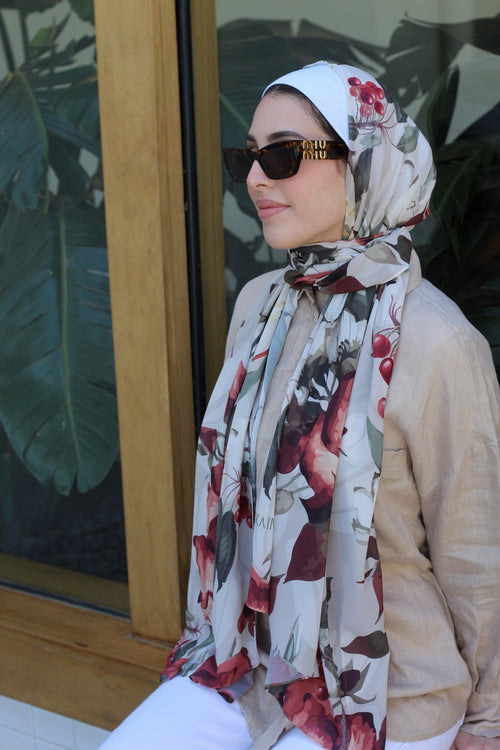 Cherry On Top – Fresh and Stylish Scarf Hijab for a Bright Everyday Look | حجاب شال منعش وأنيق لإطلالة يومية مشرقة