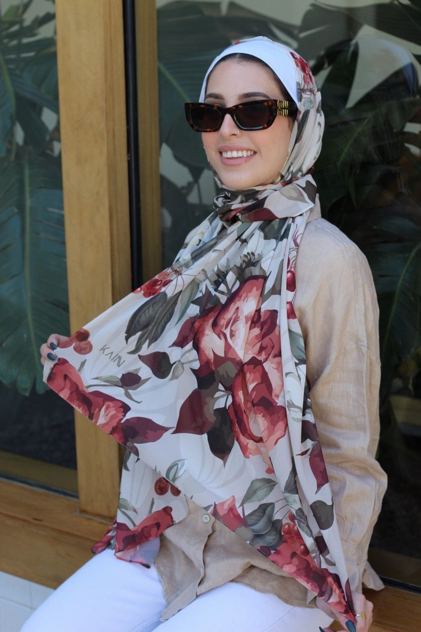 Cherry On Top – Fresh and Stylish Scarf Hijab for a Bright Everyday Look | حجاب شال منعش وأنيق لإطلالة يومية مشرقة