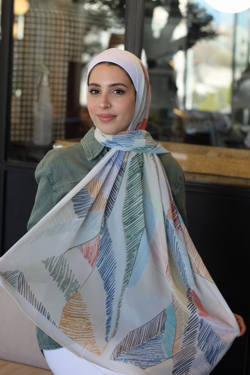 Leaves– Fresh and Elegant Scarf Hijab for a Simple Daily Look | حجاب شال منعش وأنيق لإطلالة يومية بسيطة