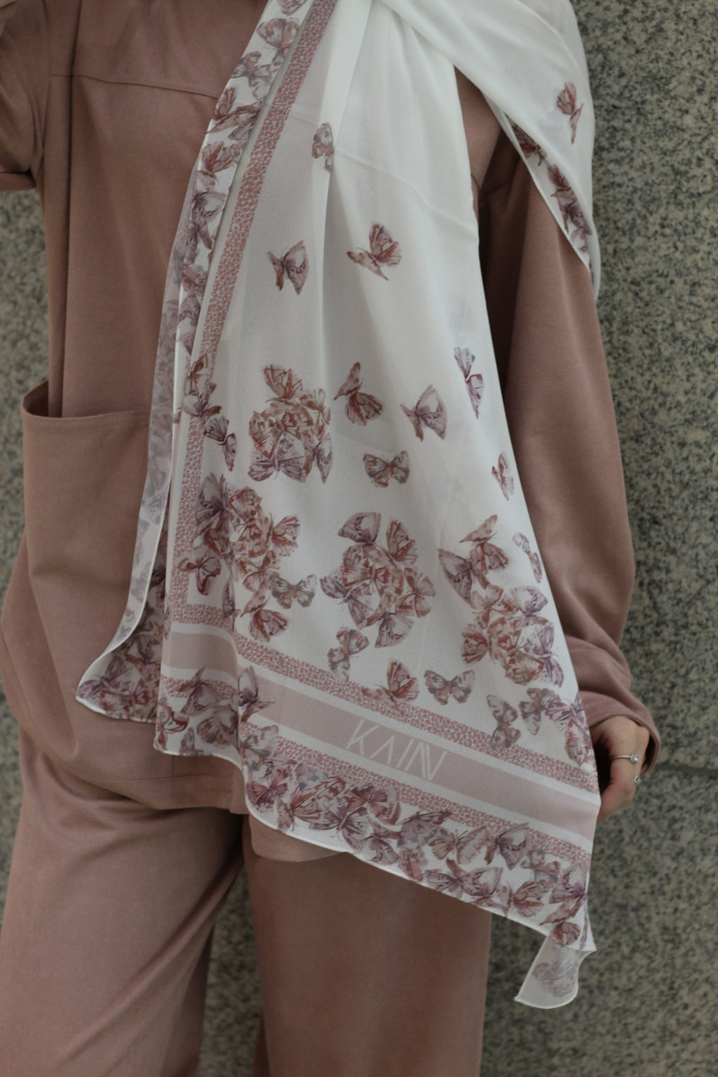 Pink Butterfly - Elegant Hijab Scarf for Women – Soft, Lightweight & Stylish Everyday Wear - حجاب أنيق للنساء – شال ناعم وخفيف وأنيق للاستخدام اليومي