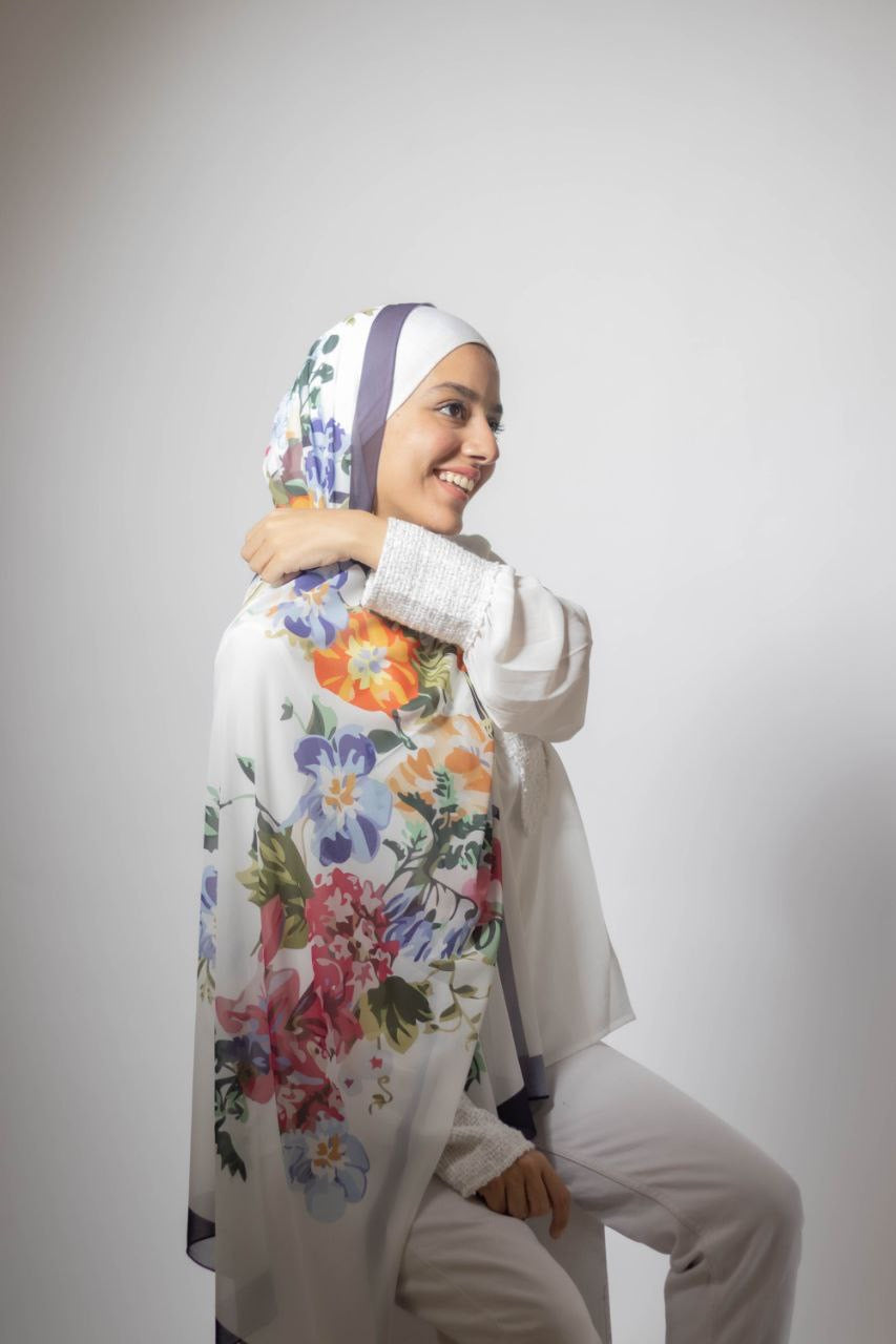 Love Garden – Soft and Airy Scarf Hijab for a Gentle and Elegant Daily Look | حجاب شال ناعم وخفيف لإطلالة يومية رقيقة وأنيقة