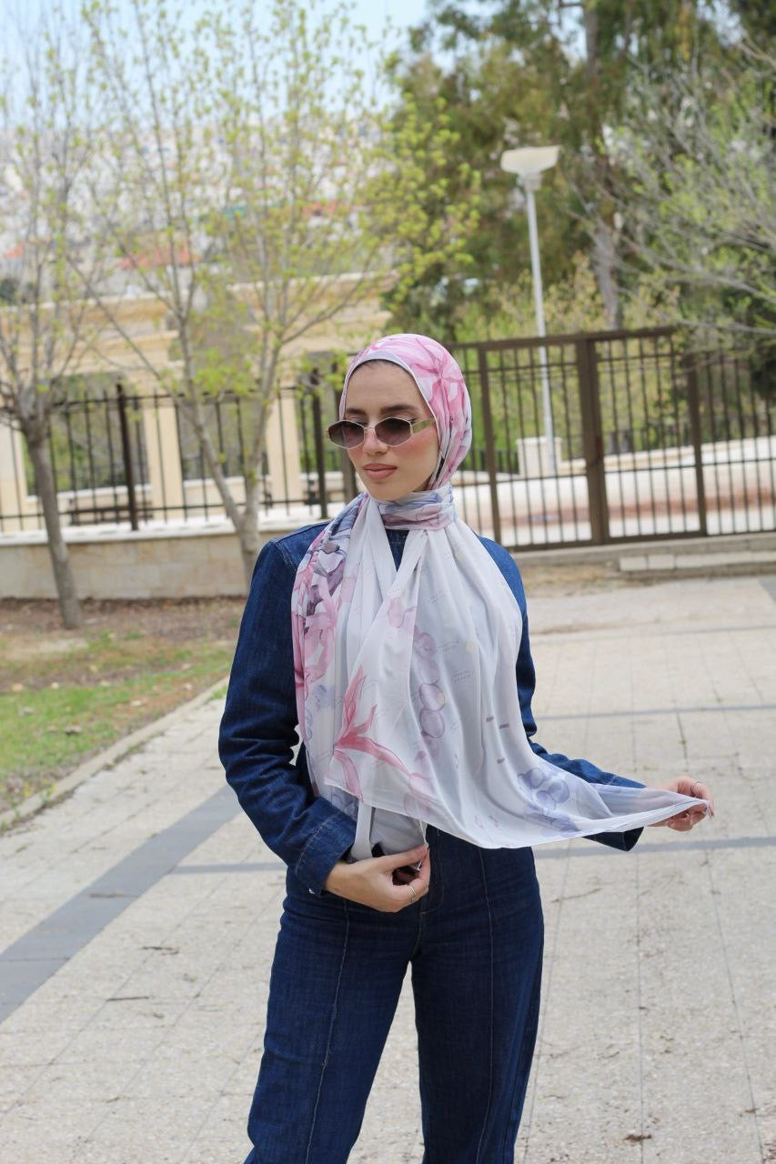 Pink Pearls Elegant & Soft Modest Scarf for Women – Lightweight, All‑Day Comfort - حجاب أنيق – شال ناعم ومريح للنساء – خفيف - للاستخدام اليوم