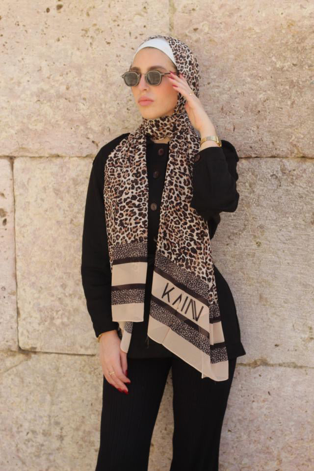 Kain Leopard Elegant & Soft Modest Scarf for Women – Lightweight, All‑Day Comfort - حجاب أنيق – شال ناعم ومريح للنساء – خفيف - للاستخدام اليوم